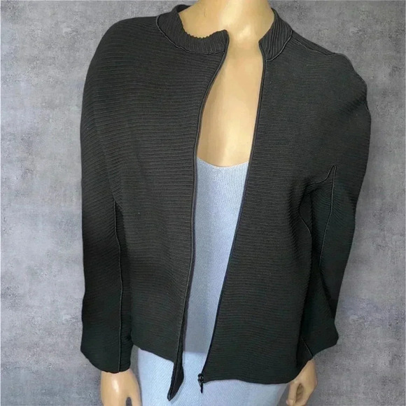 ARMANI COLLEZIONI STRETCH RIBBED ASYMMETRICAL ZIP JACKET Size 10 - Picture 6 of 12